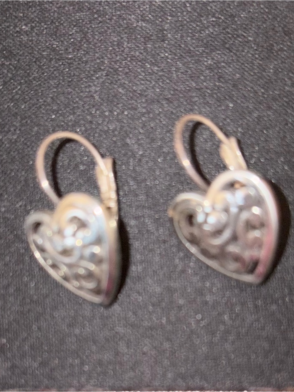 Brighton Silver Heart Filigree Leverback Earrings